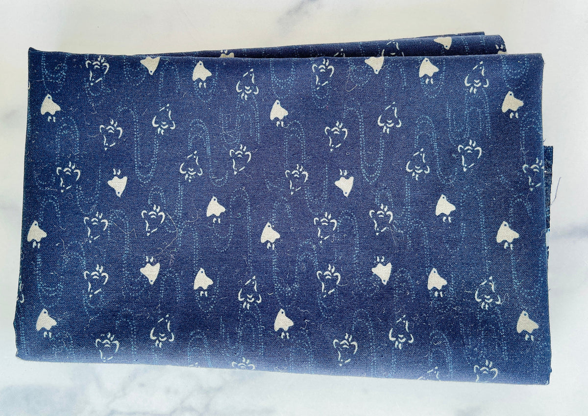 Bird Fabric-Navy Blue-Westex Sevenberry-Japanese Sheeting Fabric-88222-8-13