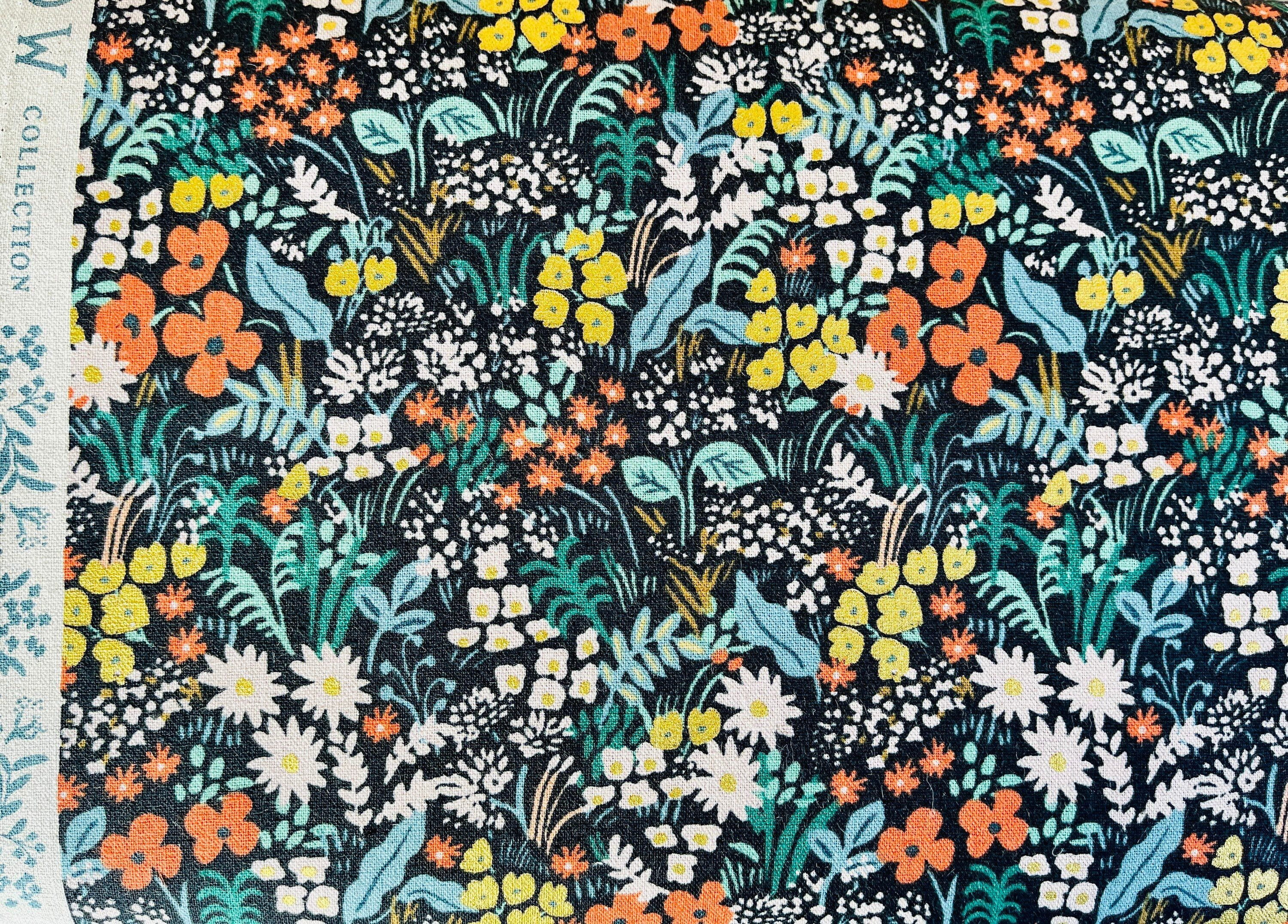 Bon Voyage-Meadow Black-Multi Unbleached Metallic Canvas-Rifle Paper Co-Cotton+ Steel