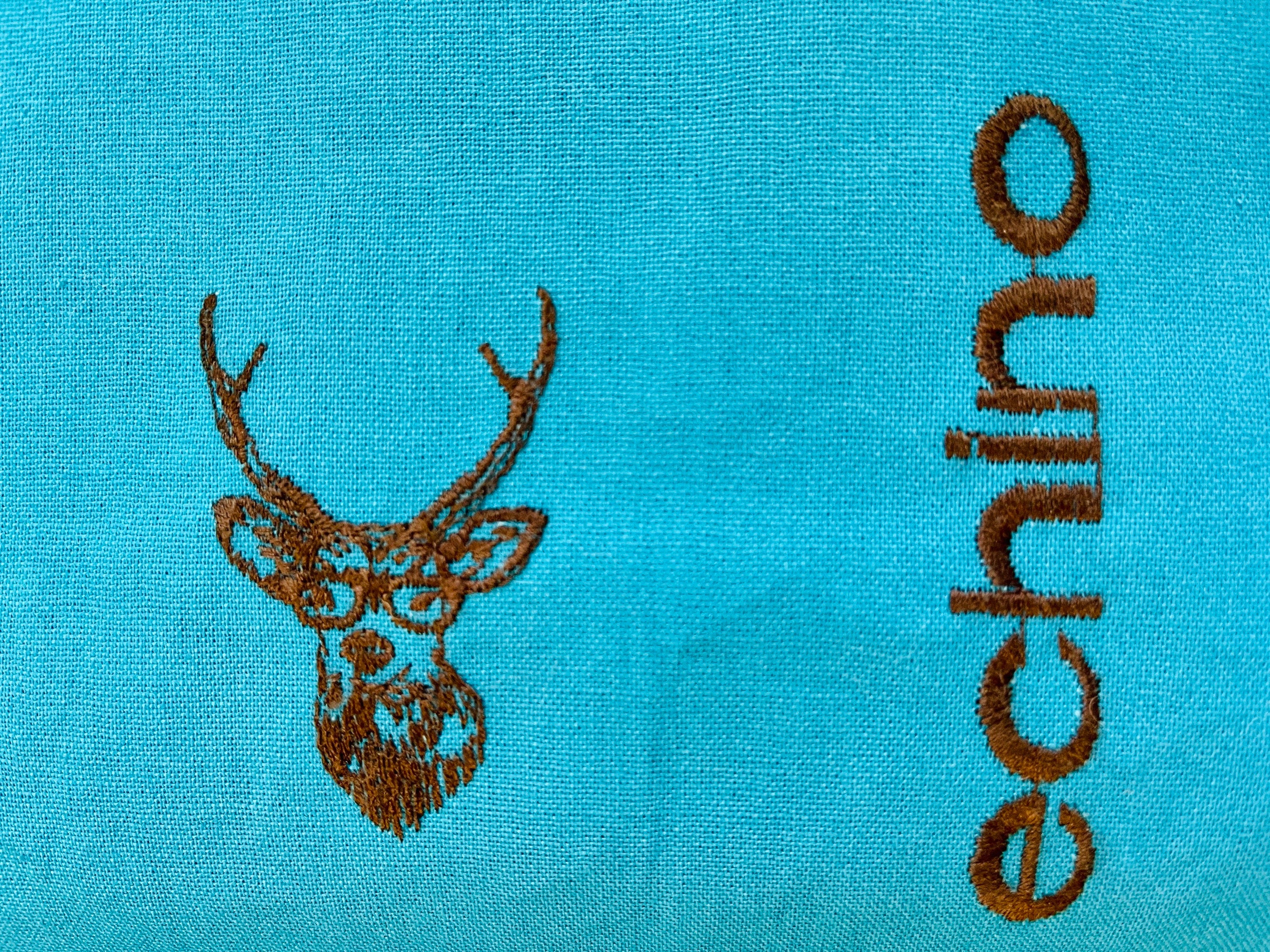 Buck - Buck Fabric - Embroidered Fabric - Kokka - Echino - Japanese Fabric - Turquoise