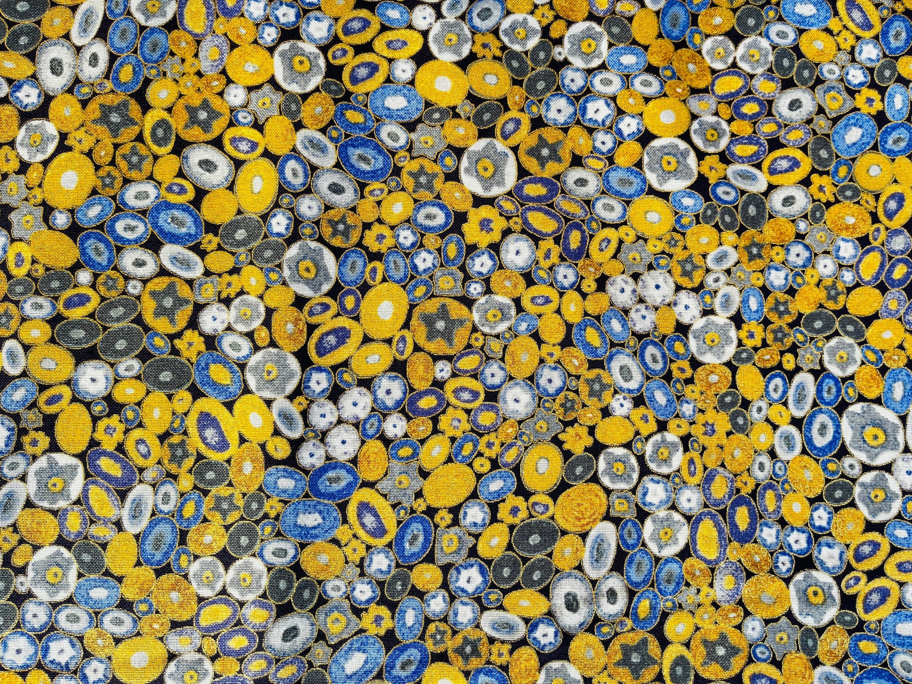 Robert Kaufman - Circles Cobalt Metallic - Gustav Klimt Robert Kaufman