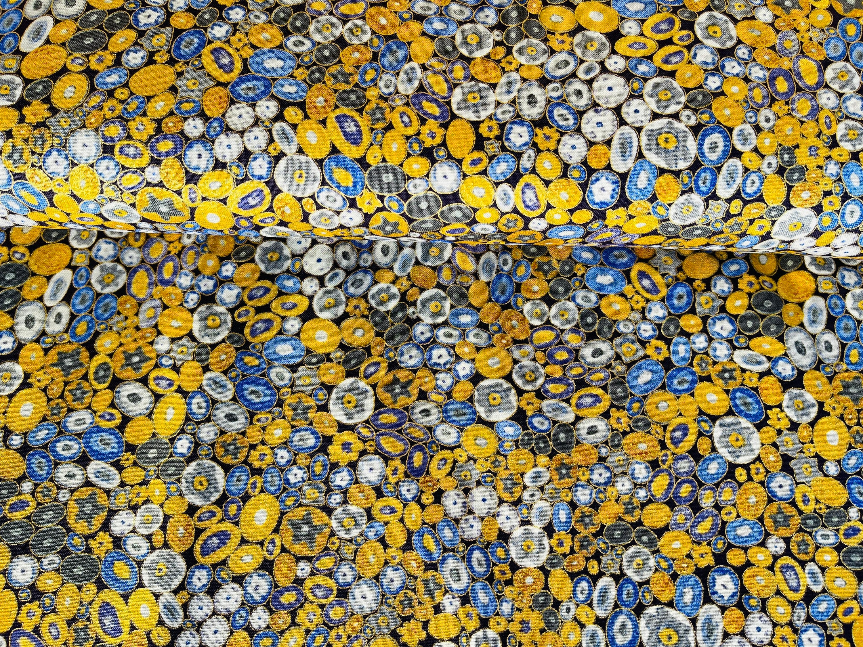 Robert Kaufman - Circles Cobalt Metallic - Gustav Klimt Robert Kaufman