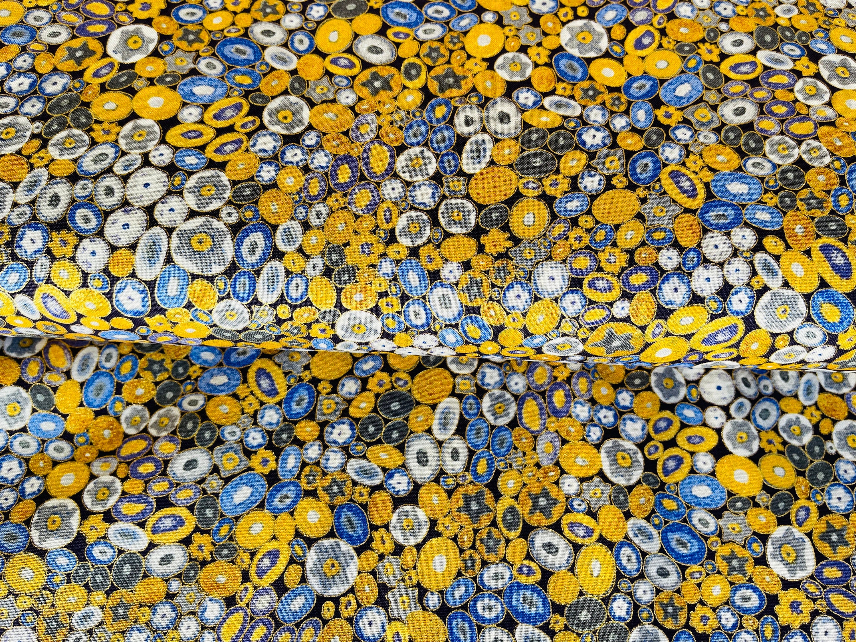 Robert Kaufman - Circles Cobalt Metallic - Gustav Klimt Robert Kaufman