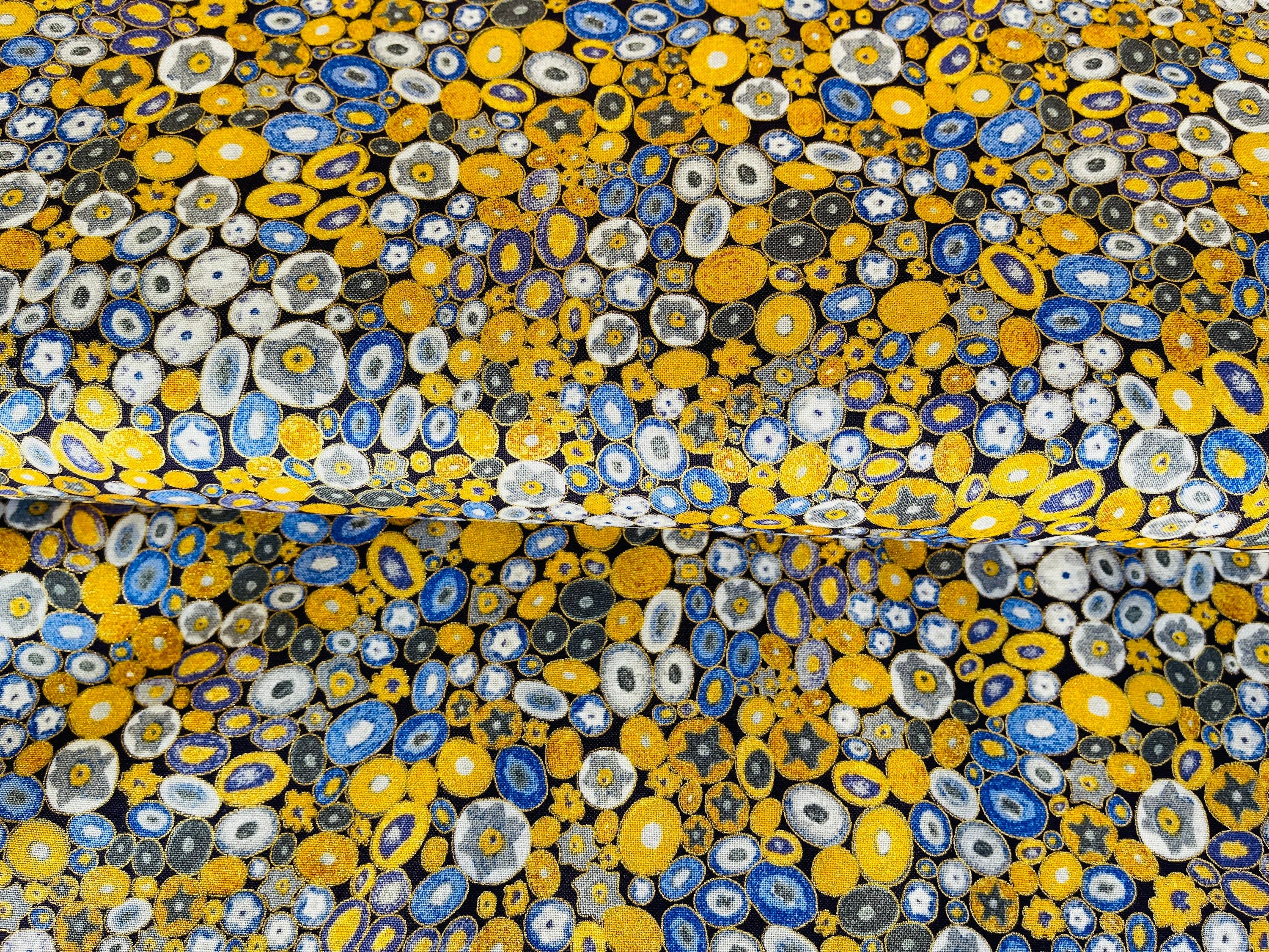 Robert Kaufman - Circles Cobalt Metallic - Gustav Klimt Robert Kaufman