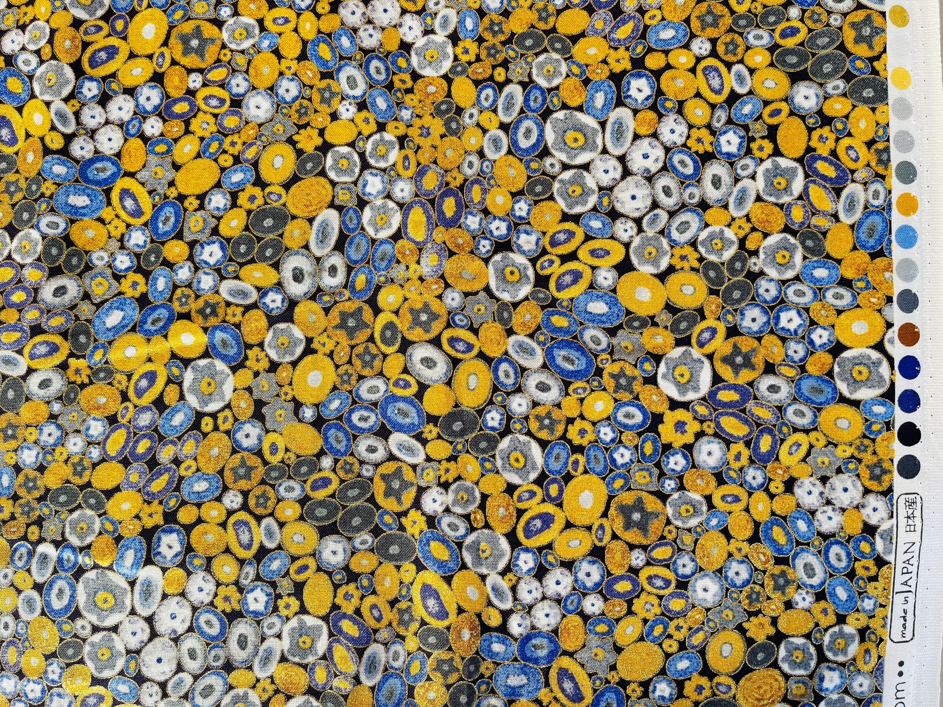 Robert Kaufman - Circles Cobalt Metallic - Gustav Klimt Robert Kaufman