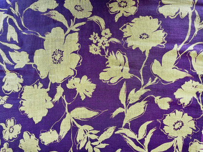 Hokkoh-Japanese Fabric-Floral Fabric-Eggplant-Olive-100% Linen