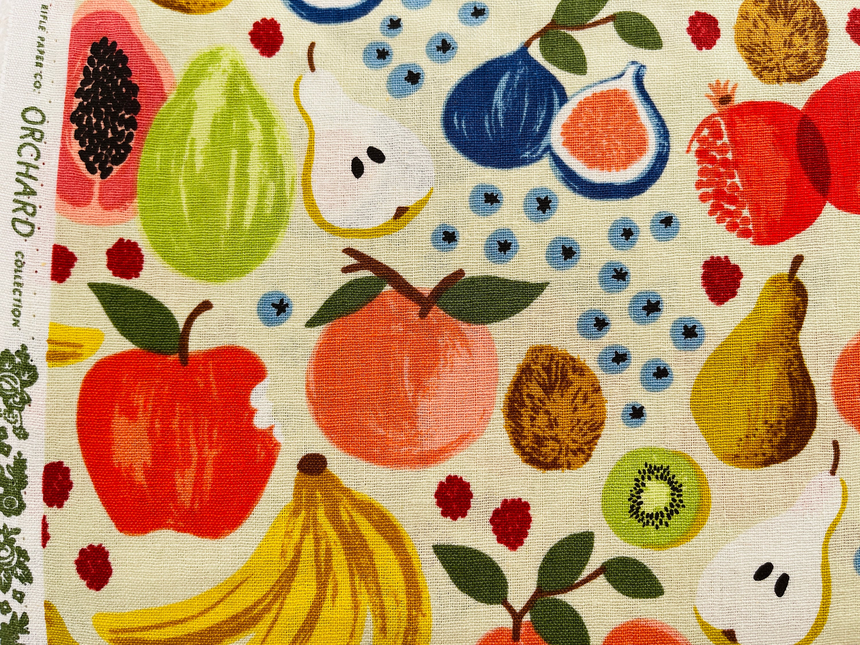 Orchard-Fruit Stand-Cream Canvas Fabric-Rifle Paper Co-RP1200-CR5C