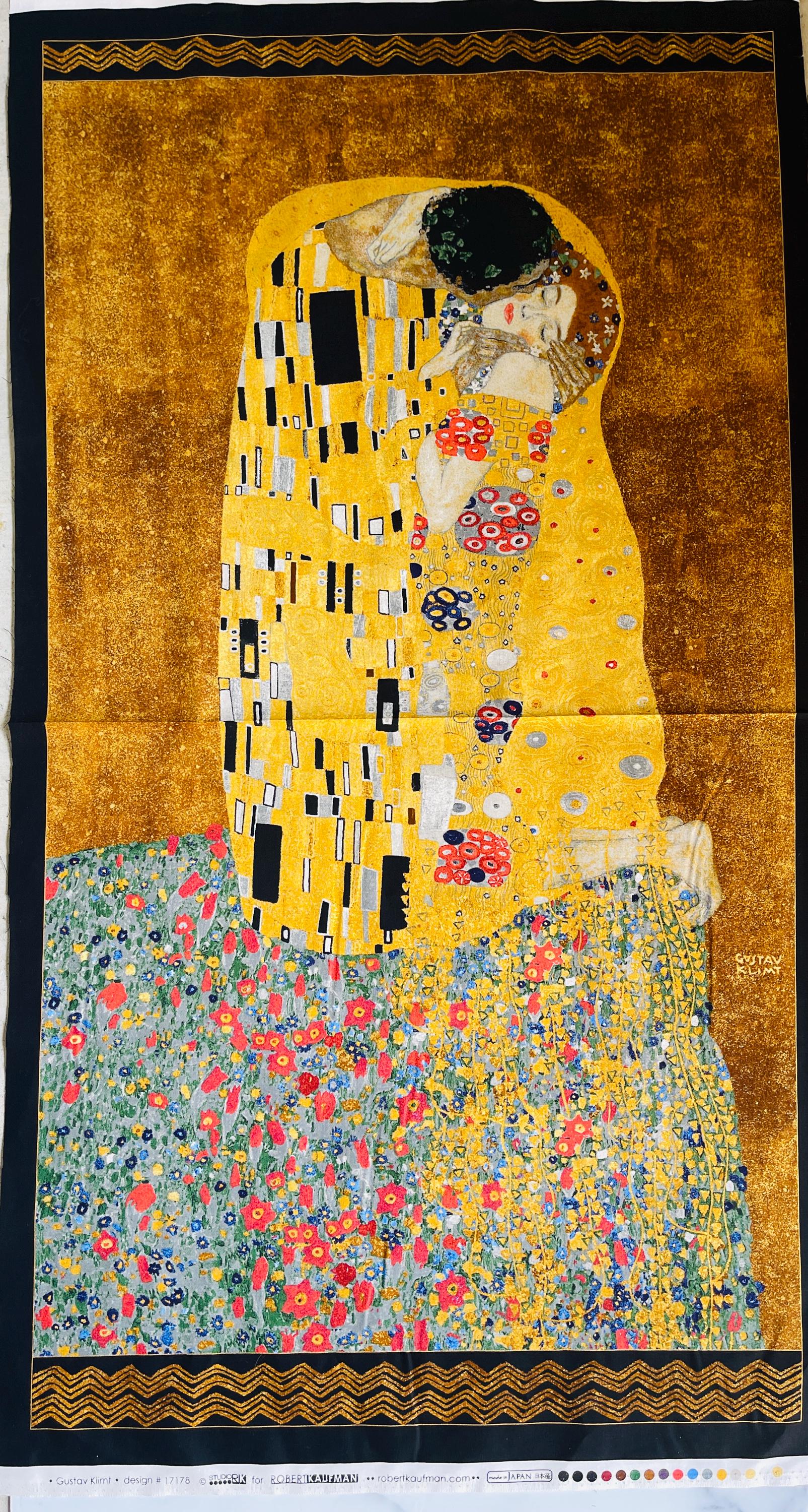 Gustav Klimt - Kissing - Gold - Robert Kaufman - Quilting Cotton Panel