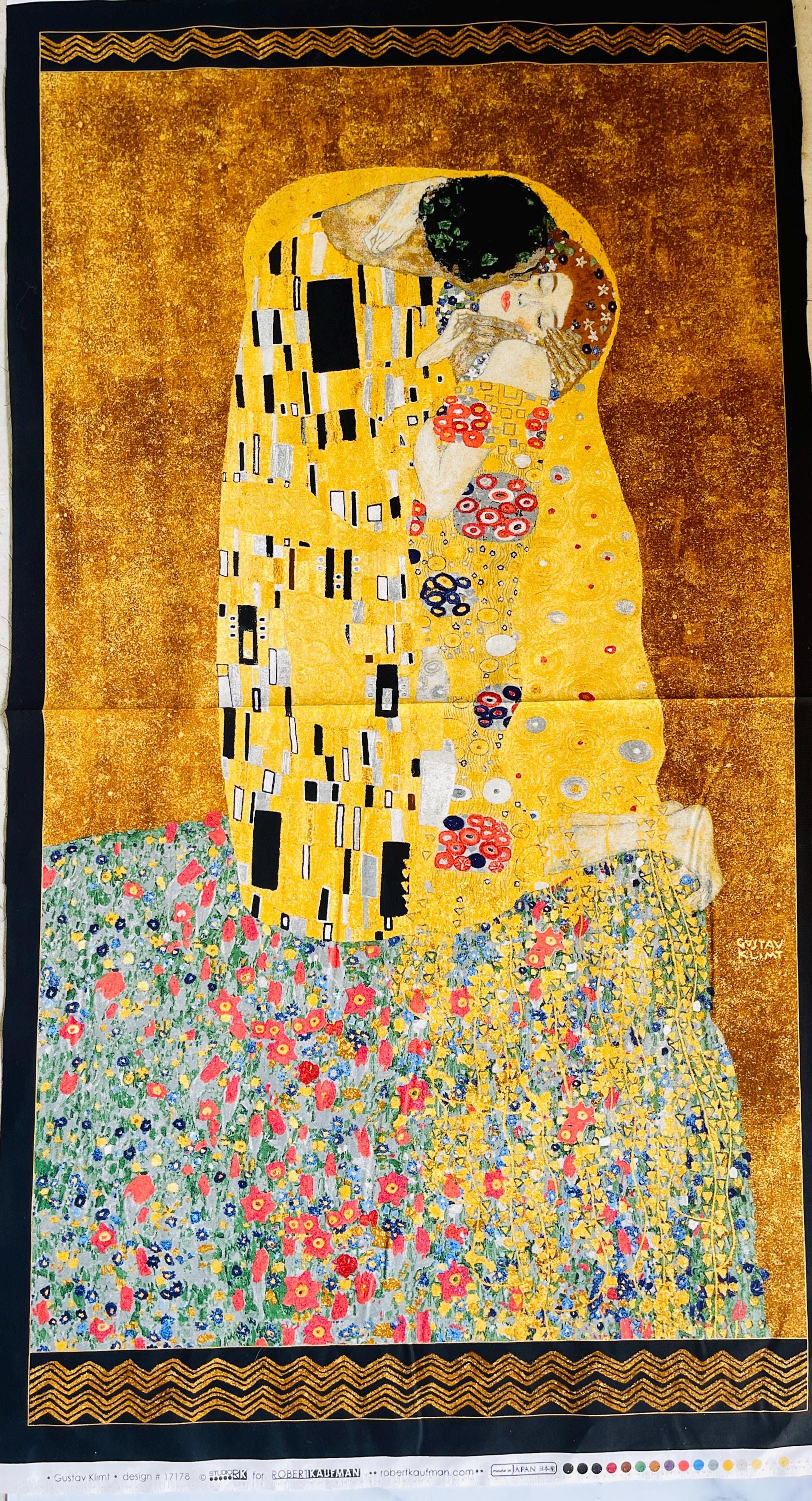 Gustav Klimt - Kissing - Gold - Robert Kaufman - Quilting Cotton Panel