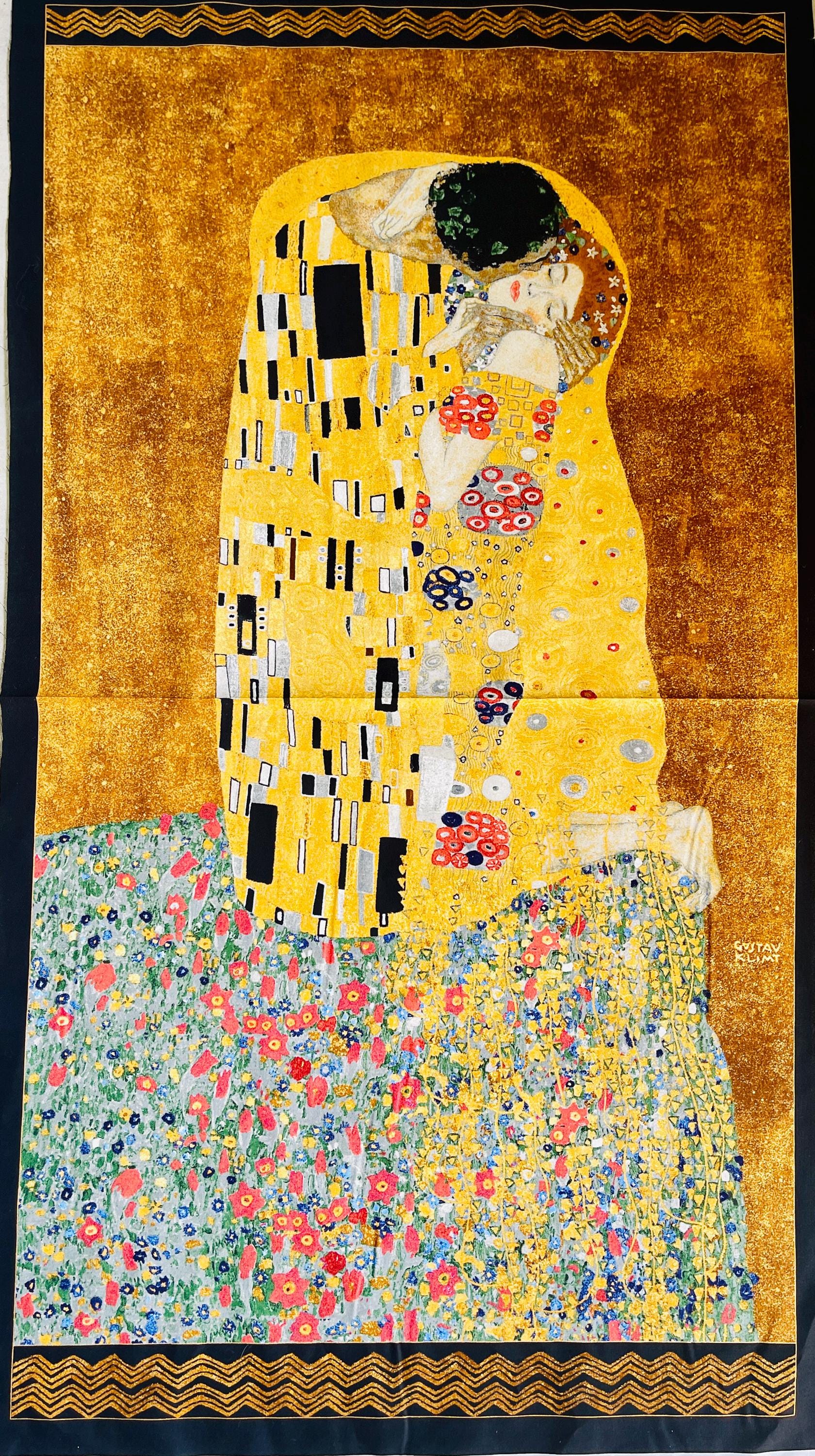 Gustav Klimt - Kissing - Gold - Robert Kaufman - Quilting Cotton Panel