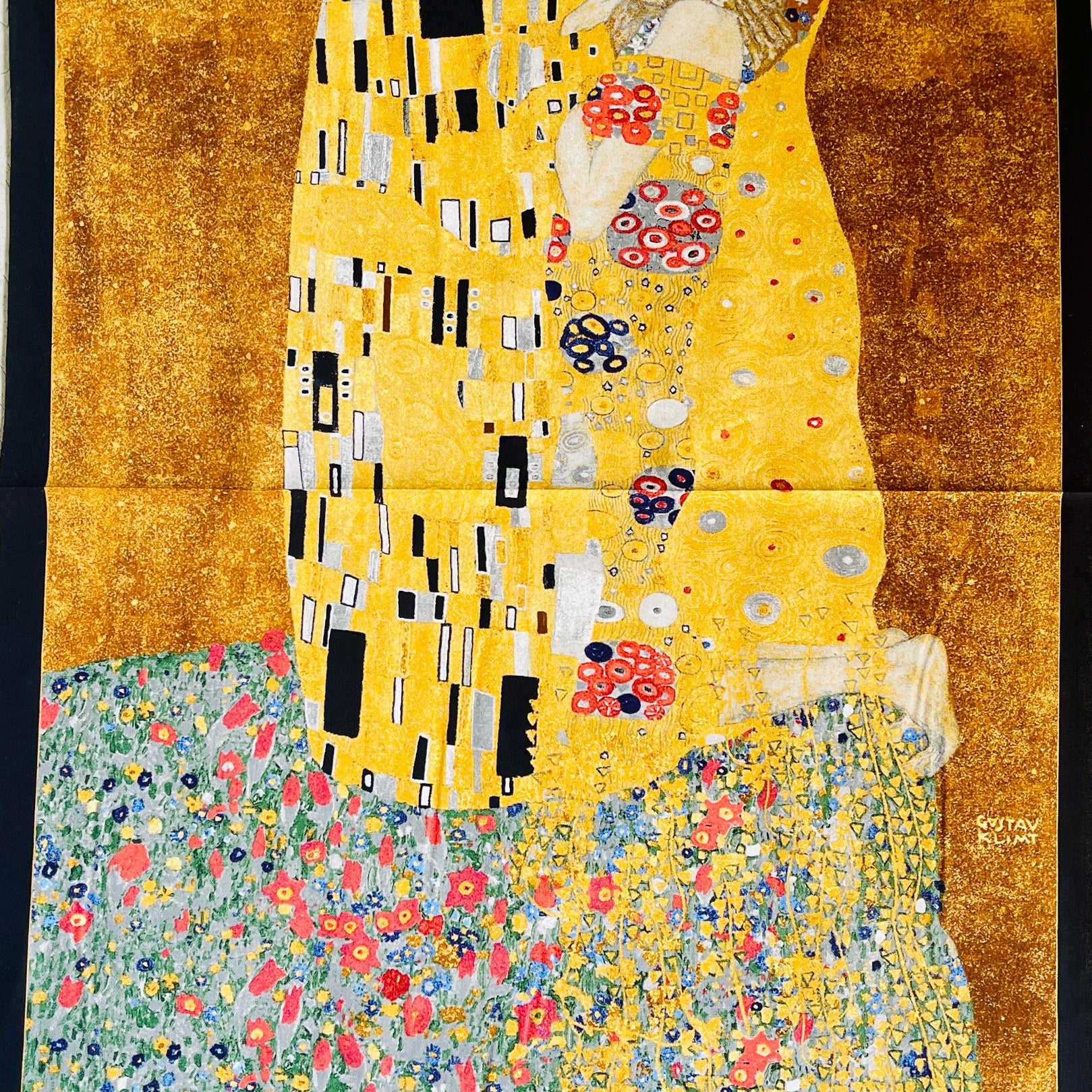 Gustav Klimt - Kissing - Gold - Robert Kaufman - Quilting Cotton Panel