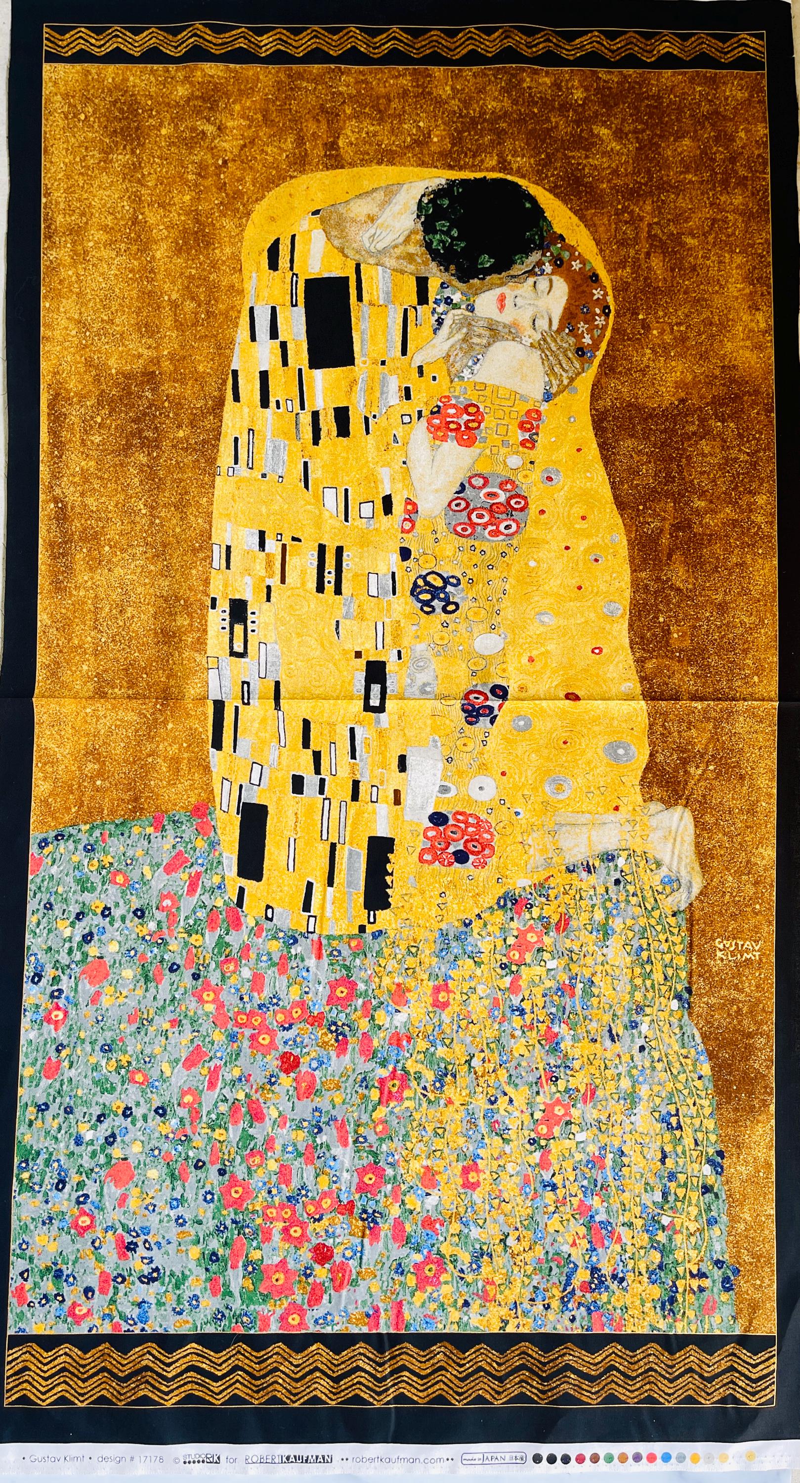 Gustav Klimt - Kissing - Gold - Robert Kaufman - Quilting Cotton Panel