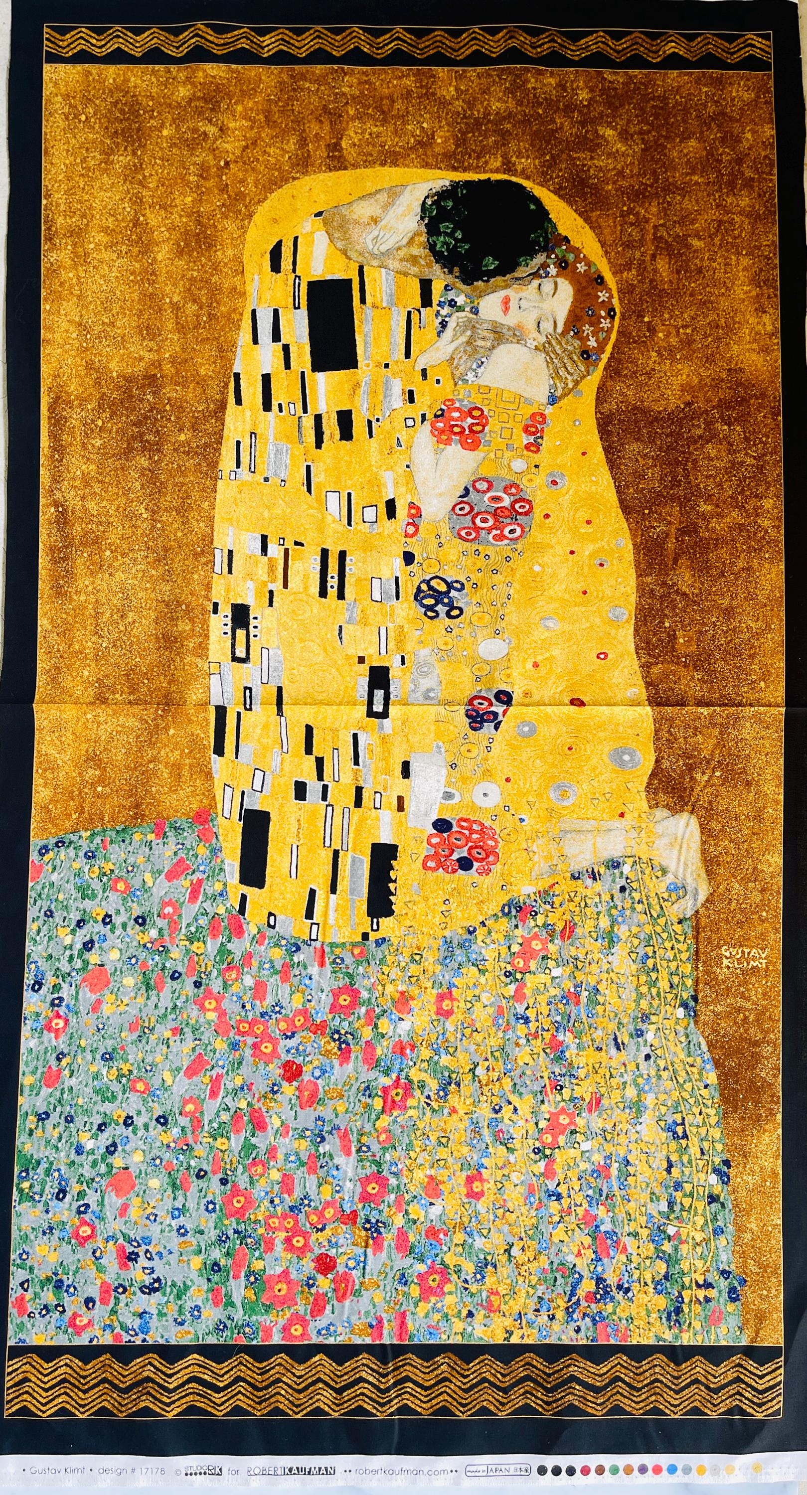 Gustav Klimt - Kissing - Gold - Robert Kaufman - Quilting Cotton Panel
