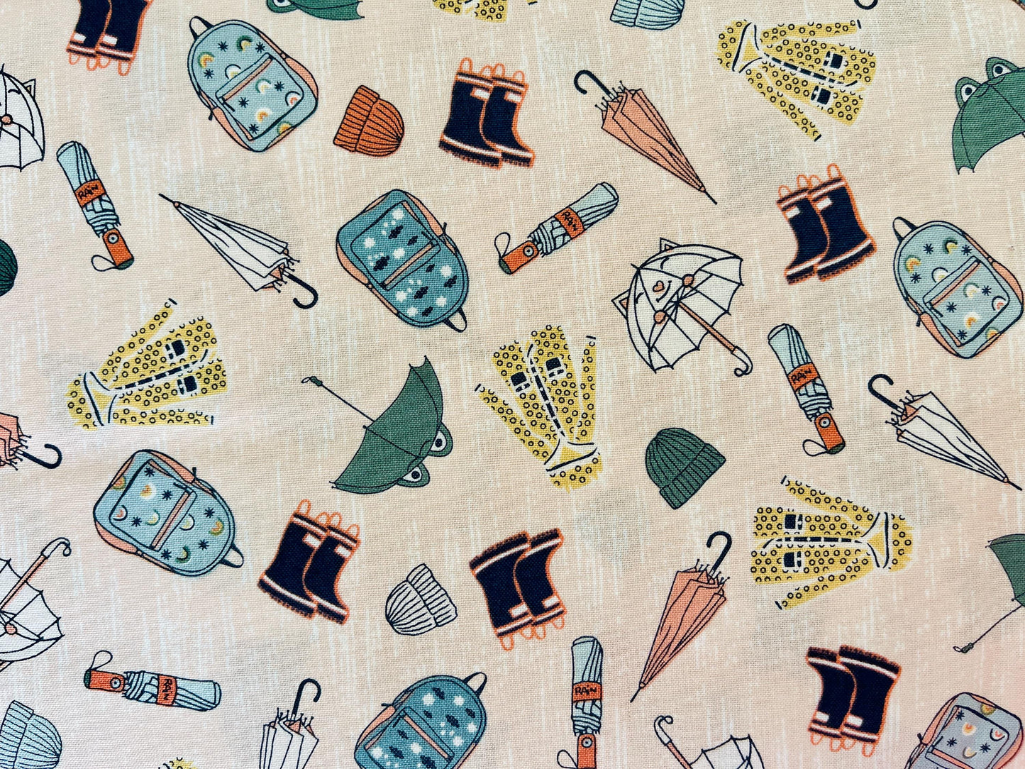 The Bright Leaf Design Splish Splash Rainy Day Outfit Quilting Cotton Fabric