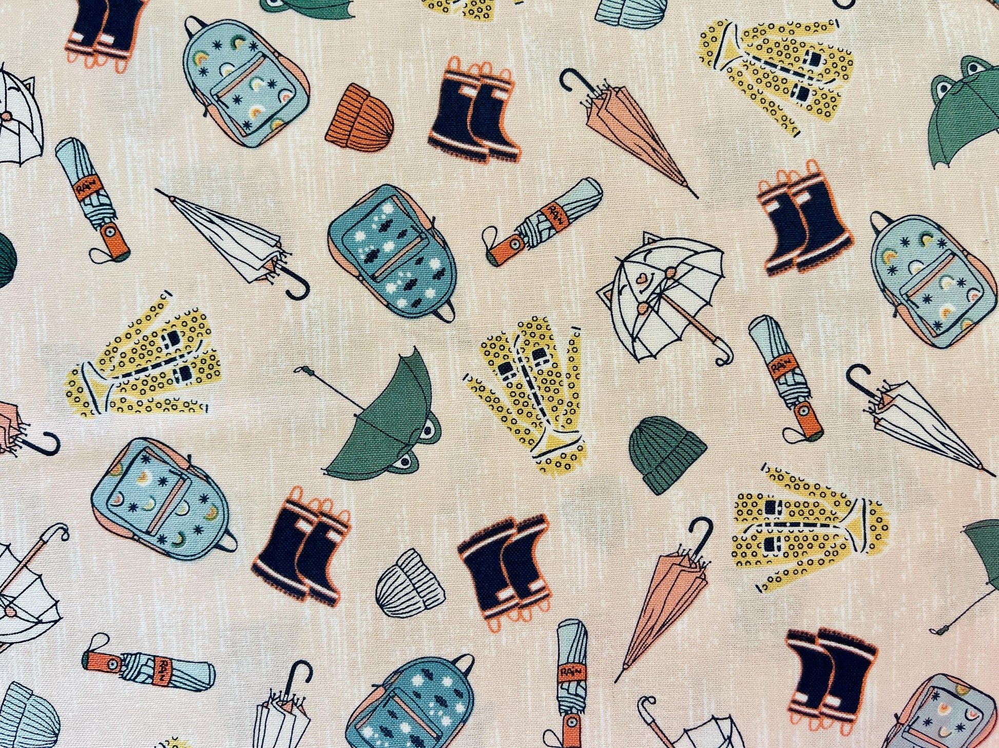 The Bright Leaf Design Splish Splash Rainy Day Outfit Quilting Cotton Fabric