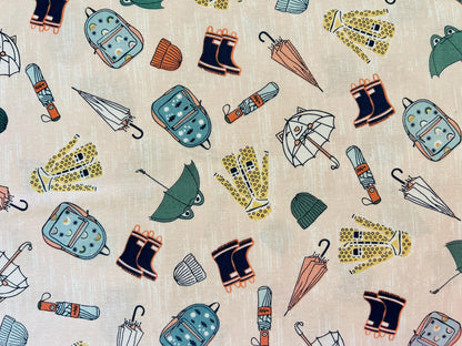 The Bright Leaf Design Splish Splash Rainy Day Outfit Quilting Cotton Fabric
