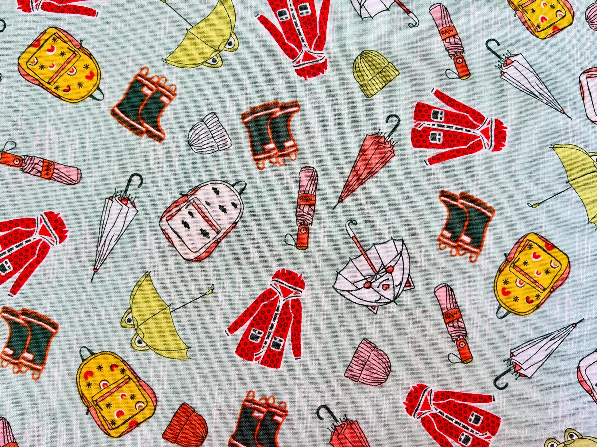 The Bright Leaf Design Splish Splash Rainy Day Outfit Quilting Cotton Fabric