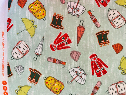 The Bright Leaf Design Splish Splash Rainy Day Outfit Quilting Cotton Fabric