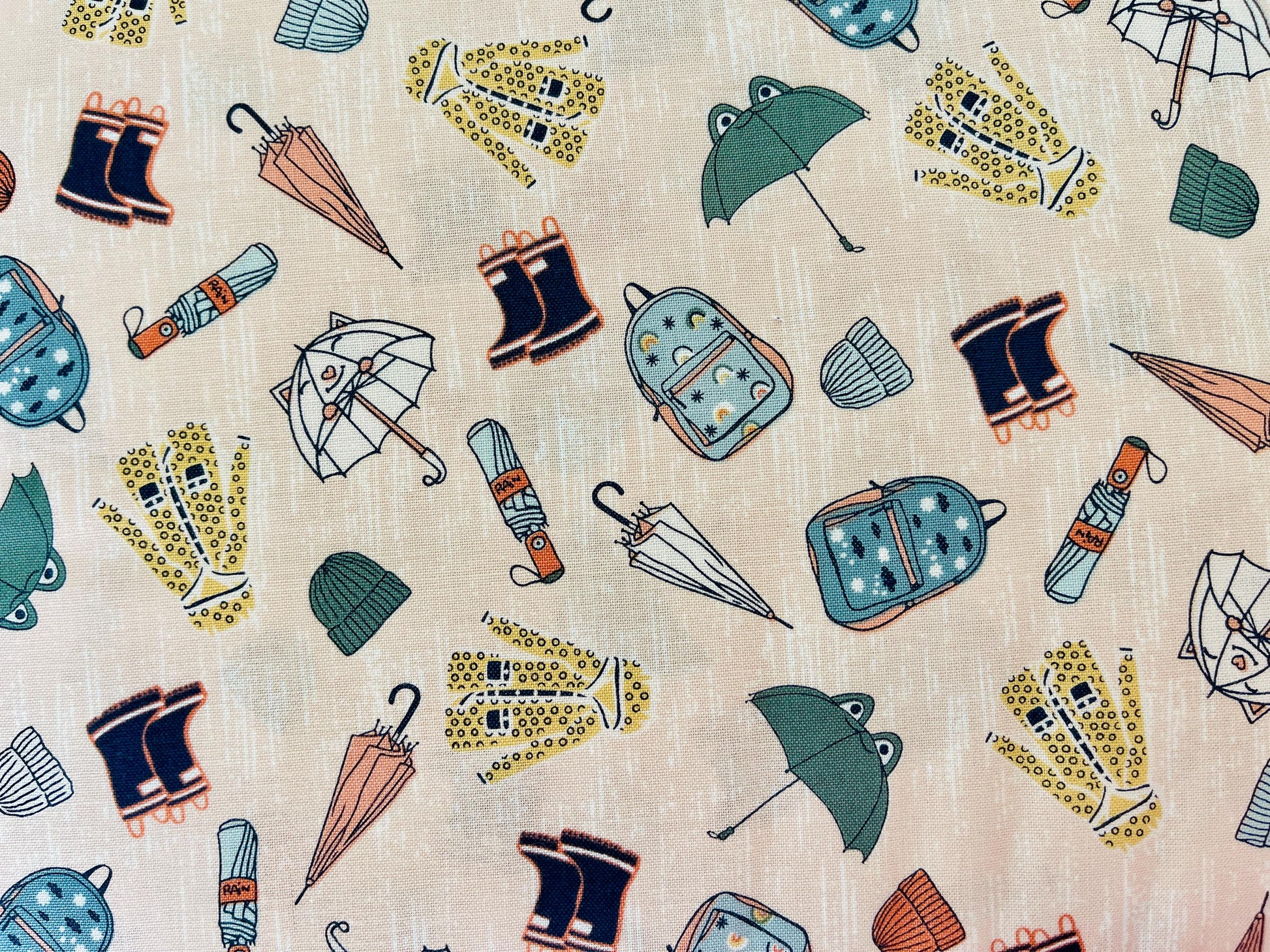 The Bright Leaf Design Splish Splash Rainy Day Outfit Quilting Cotton Fabric