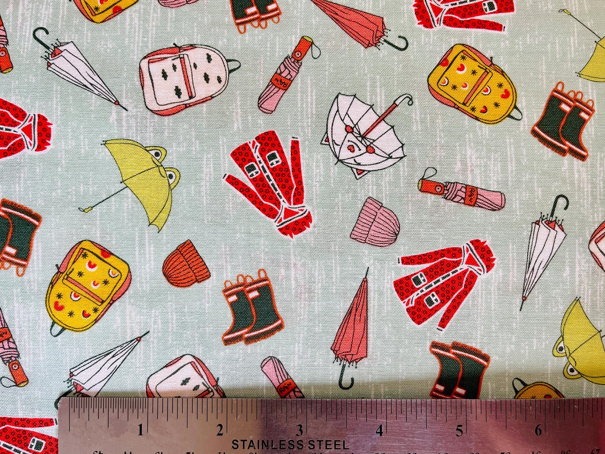 The Bright Leaf Design Splish Splash Rainy Day Outfit Quilting Cotton Fabric