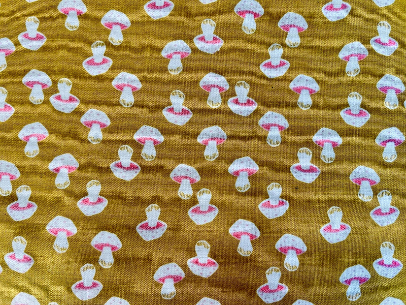 In The Woods-Mushroom-Citrine Unbleached Fabric-Loes Van Oosten-Cotton+Steel