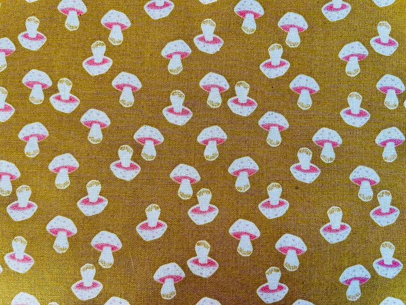 In The Woods-Mushroom-Citrine Unbleached Fabric-Loes Van Oosten-Cotton+Steel