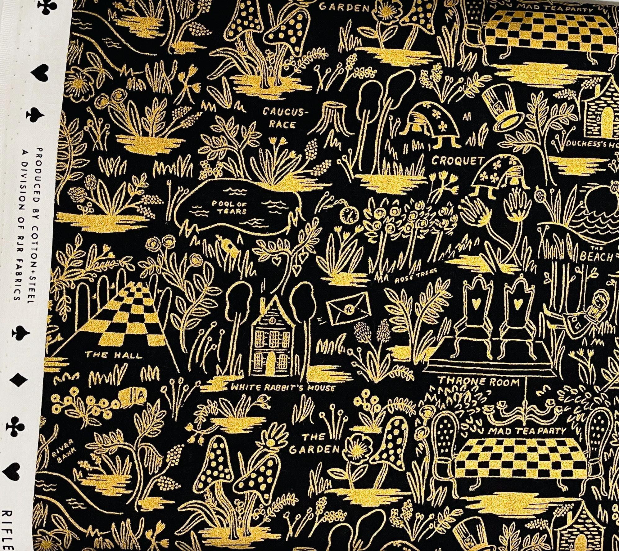Wonderland-Rifle Paper Co-Magic Forest-Midnight Metallic-Cotton+ Steel