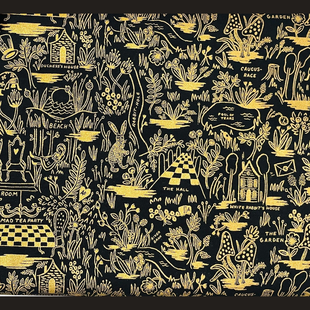Wonderland-Rifle Paper Co-Magic Forest-Midnight Metallic-Cotton+ Steel