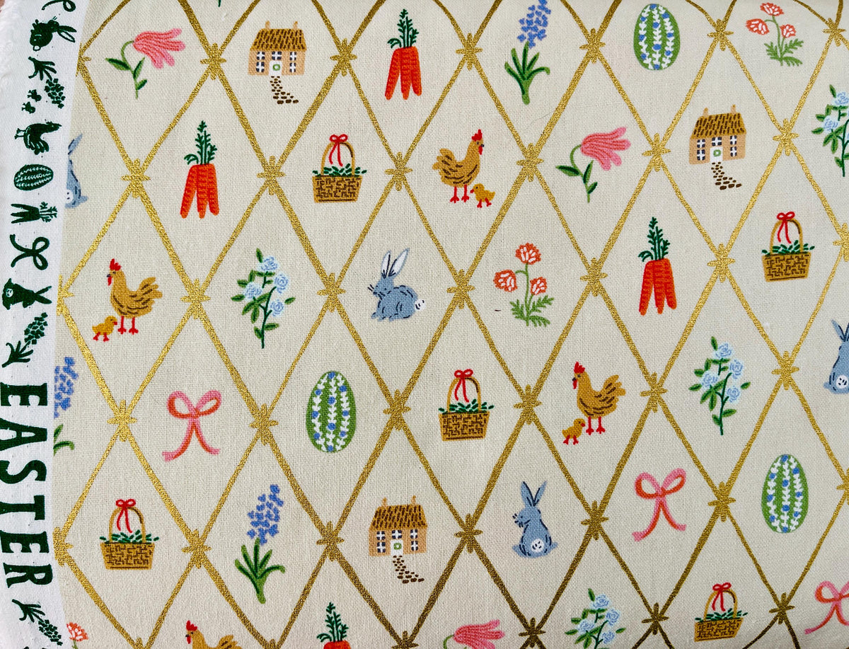 Easter - Easter Lattice - Linen Canvas Metallic Fabric - Rifle Paper Co - RP1501-LI8CM