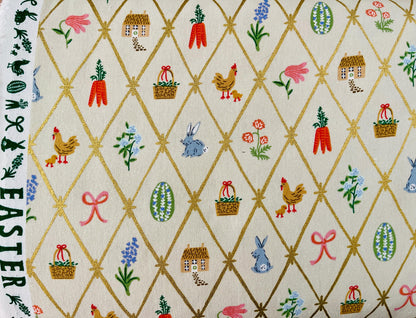 Easter - Easter Lattice - Linen Canvas Metallic Fabric - Rifle Paper Co - RP1501-LI8CM