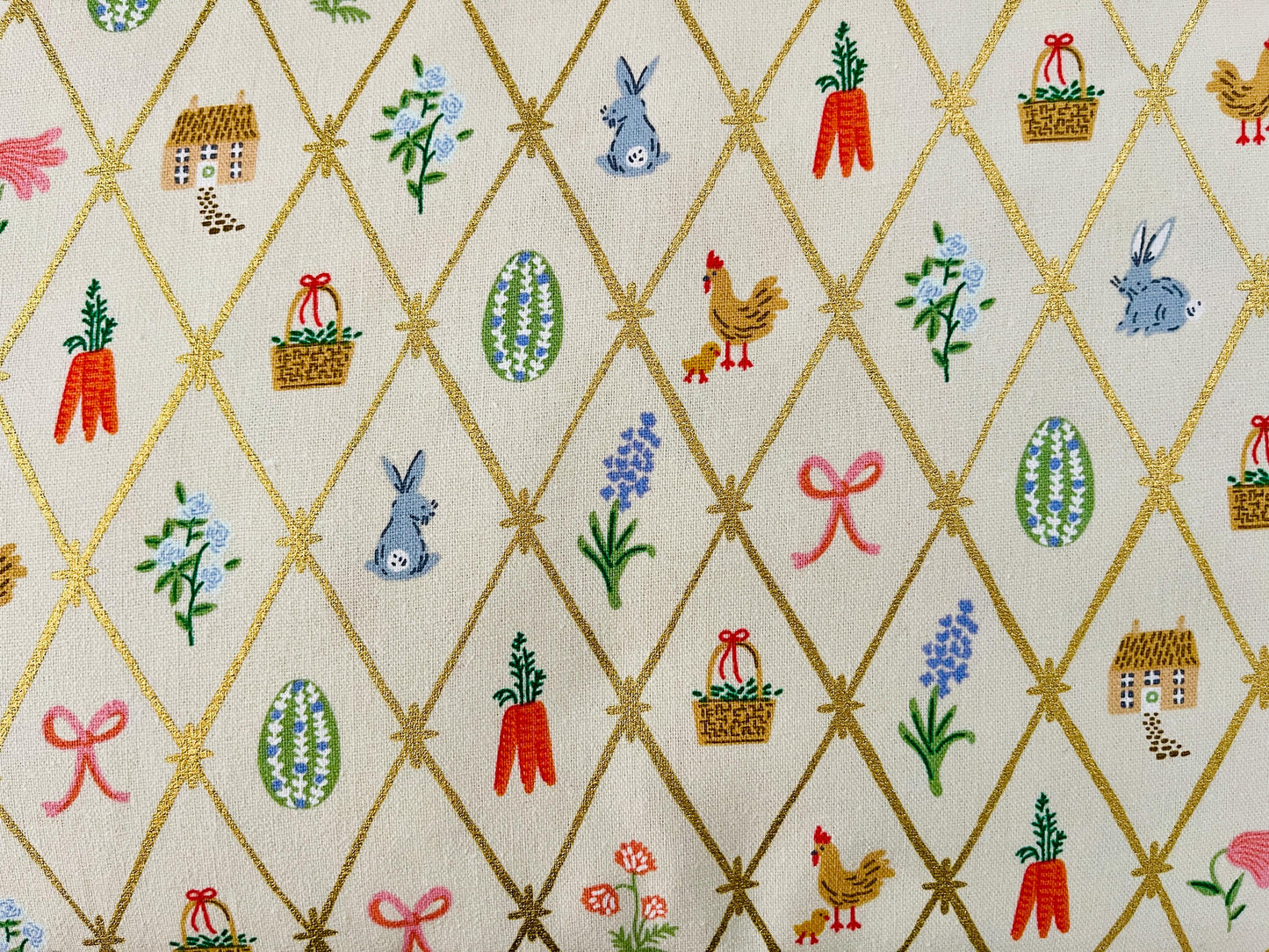 Easter - Easter Lattice - Linen Canvas Metallic Fabric - Rifle Paper Co - RP1501-LI8CM
