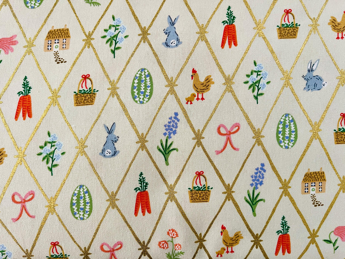Easter - Easter Lattice - Linen Canvas Metallic Fabric - Rifle Paper Co - RP1501-LI8CM