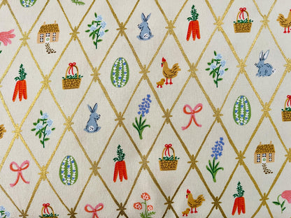 Easter - Easter Lattice - Linen Canvas Metallic Fabric - Rifle Paper Co - RP1501-LI8CM