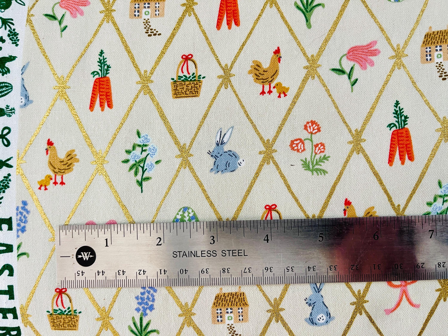 Easter - Easter Lattice - Linen Canvas Metallic Fabric - Rifle Paper Co - RP1501-LI8CM
