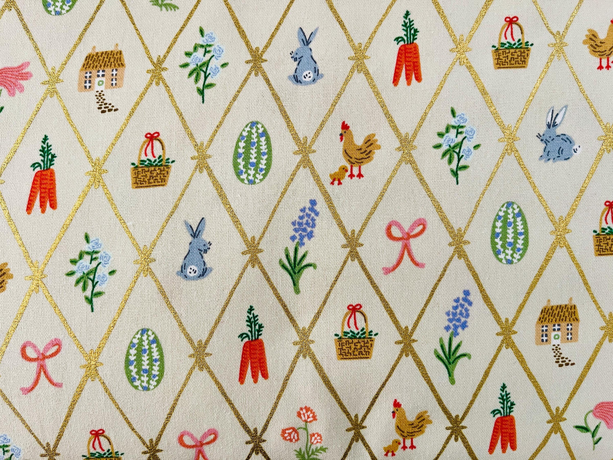 Easter - Easter Lattice - Linen Canvas Metallic Fabric - Rifle Paper Co - RP1501-LI8CM