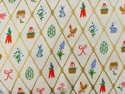 Easter - Easter Lattice - Linen Canvas Metallic Fabric - Rifle Paper Co - RP1501-LI8CM