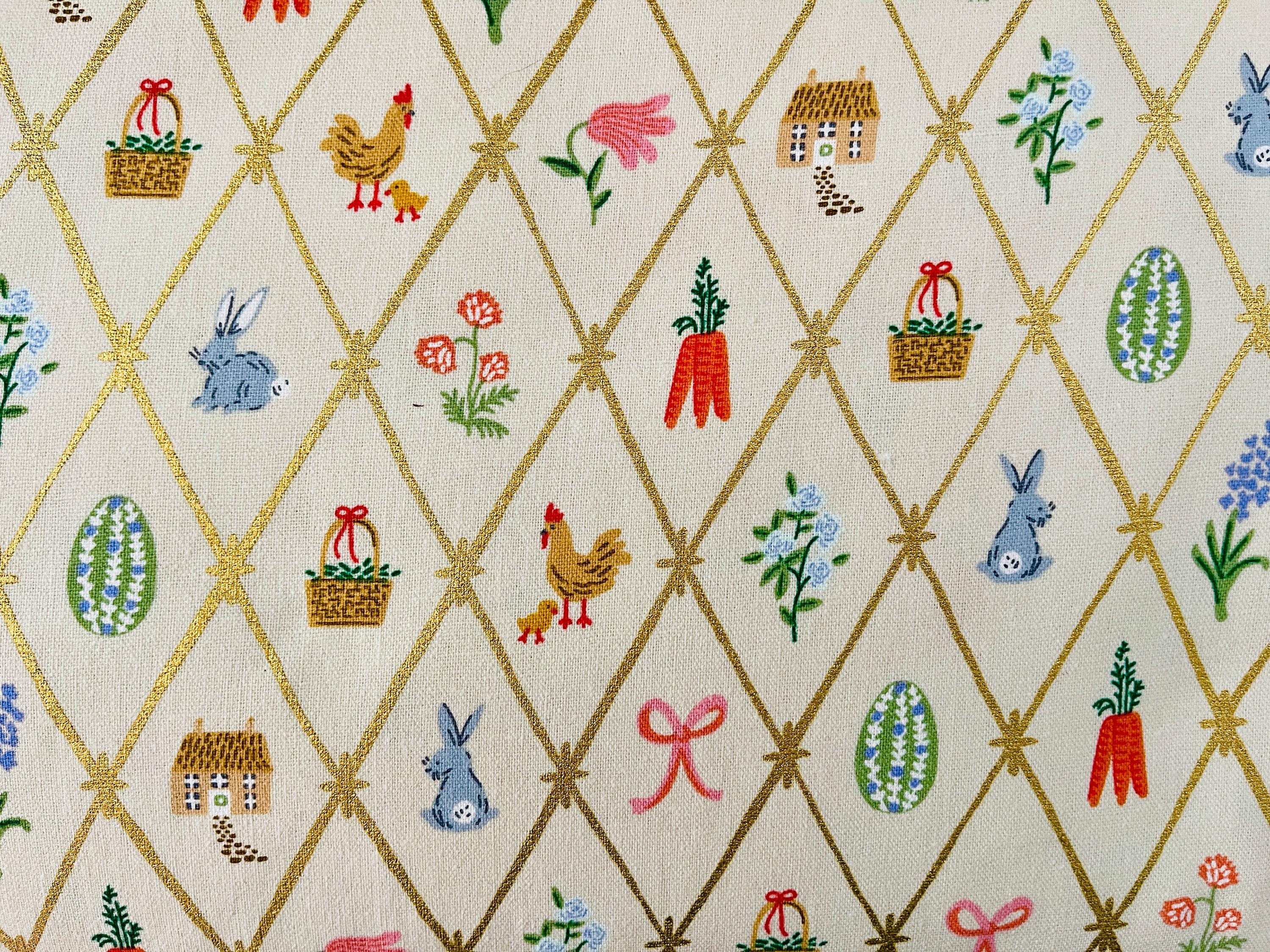 Easter - Easter Lattice - Linen Canvas Metallic Fabric - Rifle Paper Co - RP1501-LI8CM