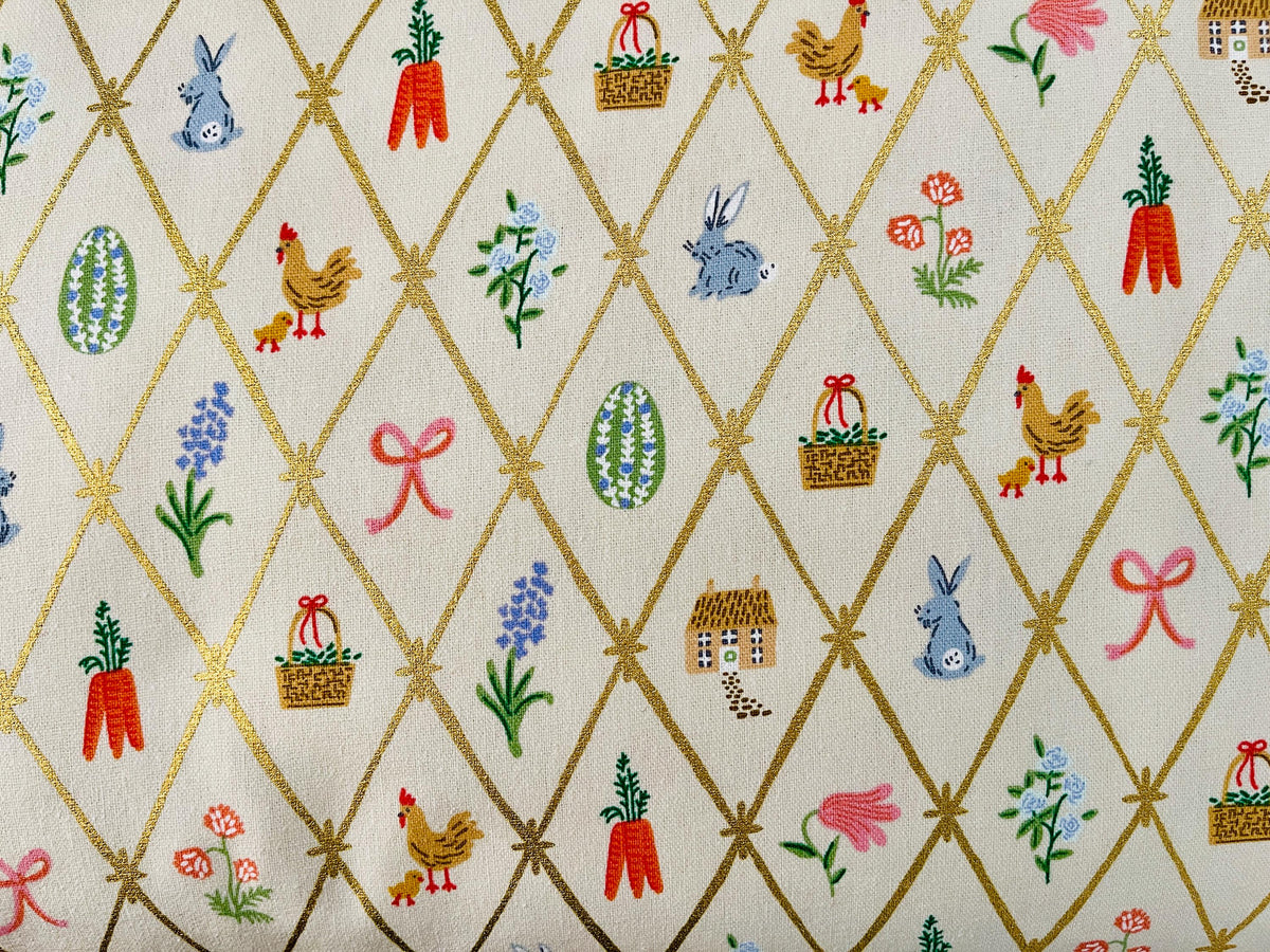Easter - Easter Lattice - Linen Canvas Metallic Fabric - Rifle Paper Co - RP1501-LI8CM