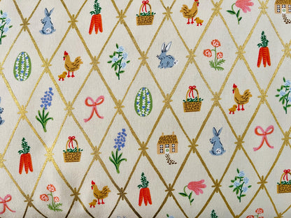 Easter - Easter Lattice - Linen Canvas Metallic Fabric - Rifle Paper Co - RP1501-LI8CM