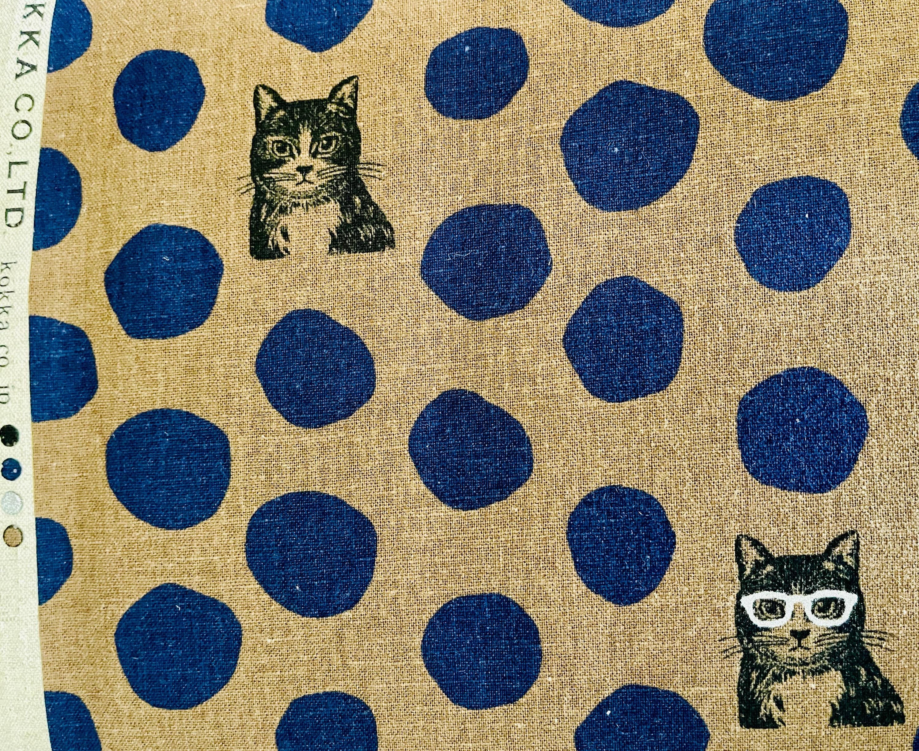 Cat - Cat Cotton Linen Canvas - Echino - Japanese Fabric - EYX 90000-900