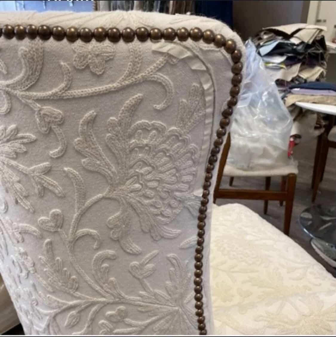 Crewel Embroidery Fabric-Kashmir Crewel-White on Linen-Myth 766