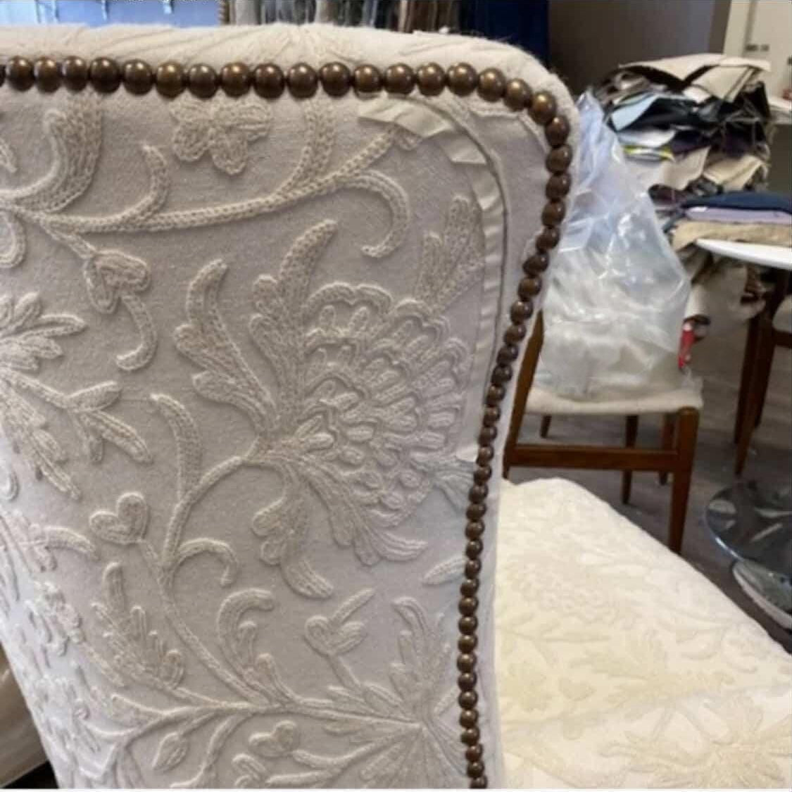 Crewel Embroidery Fabric-Kashmir Crewel on White-Myth D/7 Tune