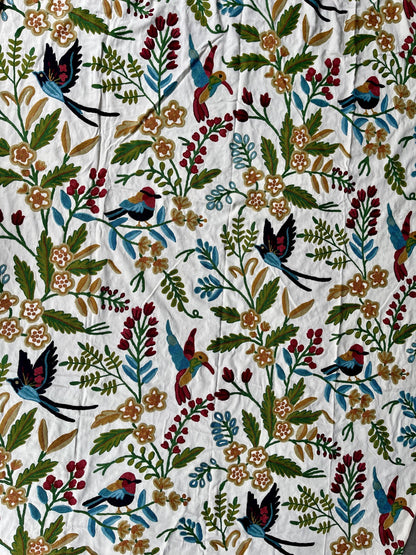 Crewel Hand Embroidered Fabric-Kashmir Crewel-Cotton Duck-Myth Urban Spring