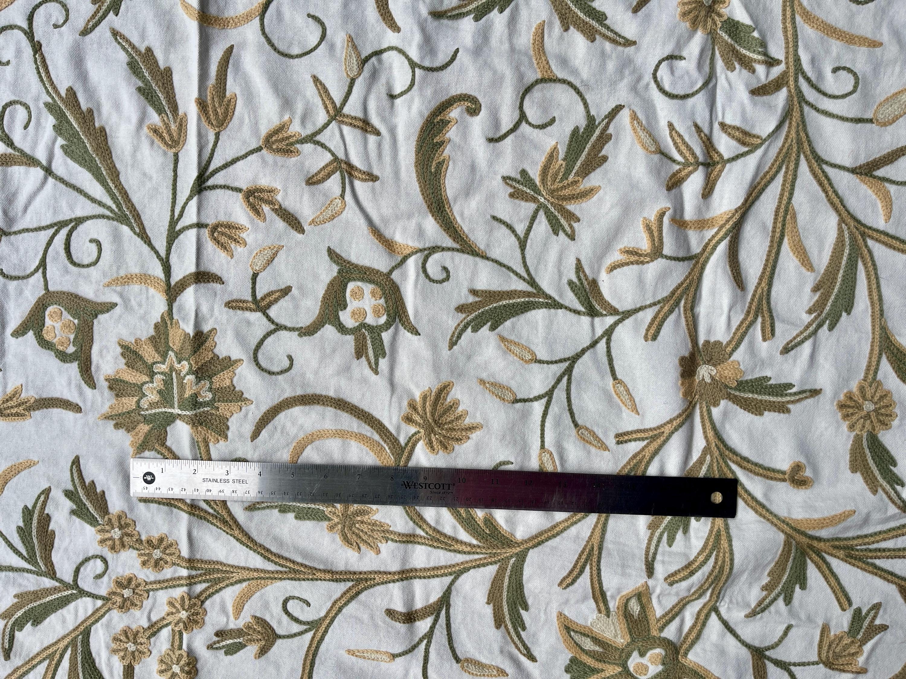 Crewel Embroidery Fabric-Kashmir Crewel on White-Myth D/7 Tune