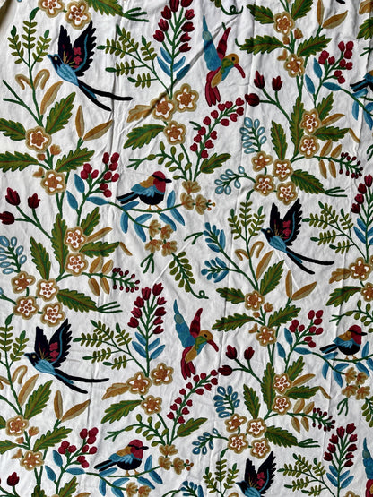 Crewel Hand Embroidered Fabric-Kashmir Crewel-Cotton Duck-Myth Urban Spring