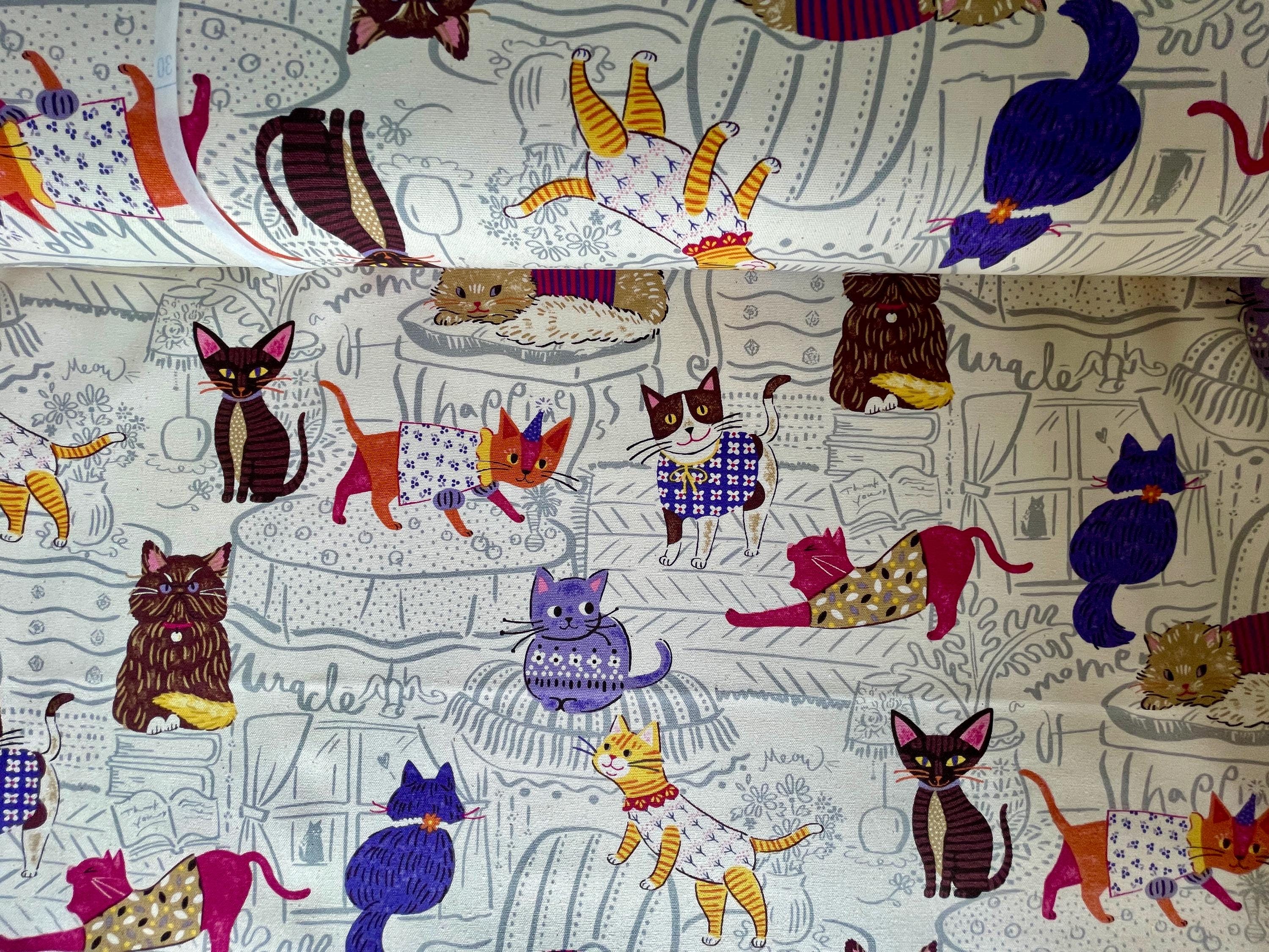 Cat-Cat Fabric-Japanese Fabric-Kokka-Cotton Oxford-Mask Fabric