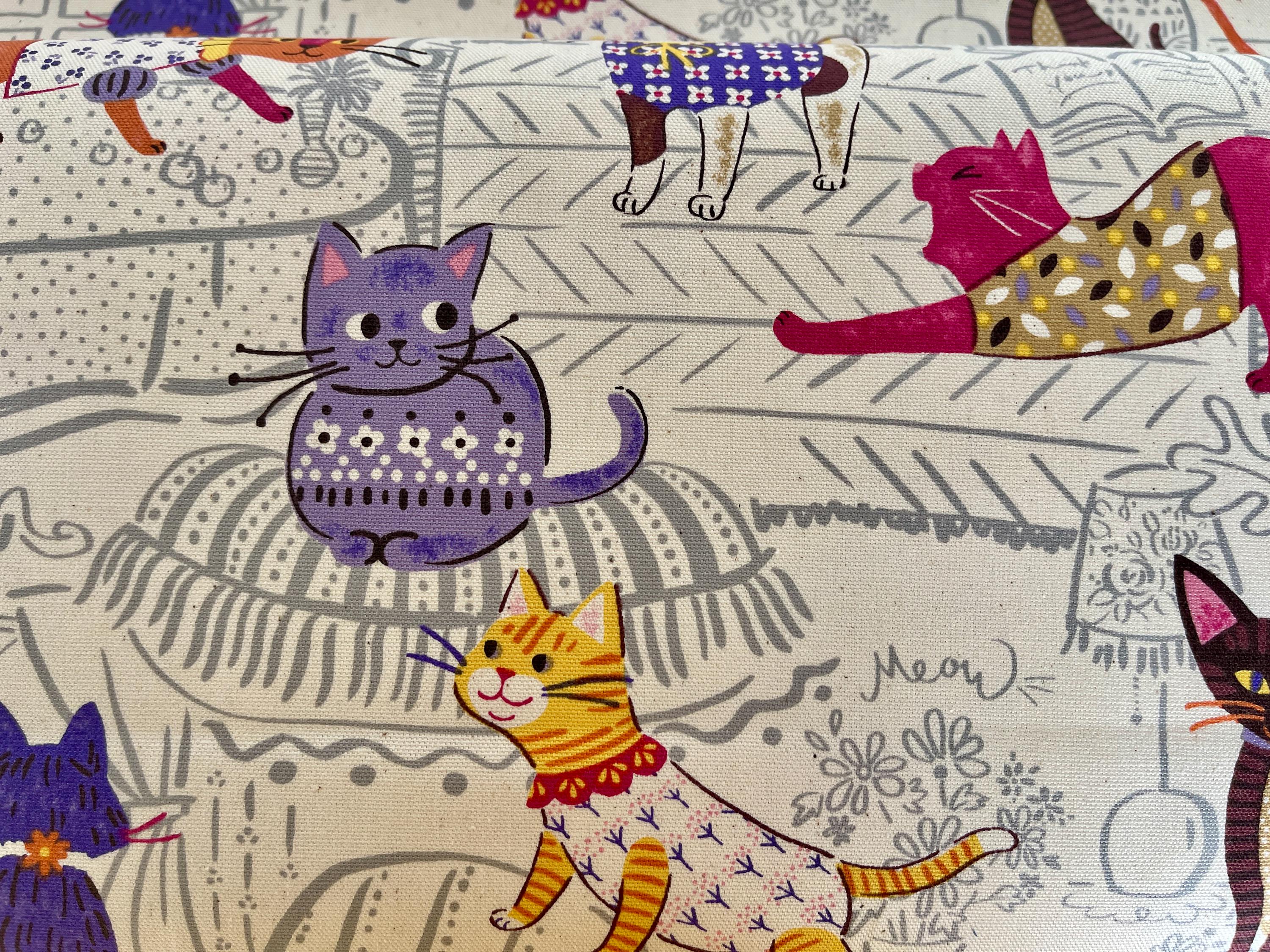 Cat-Cat Fabric-Japanese Fabric-Kokka-Cotton Oxford-Mask Fabric