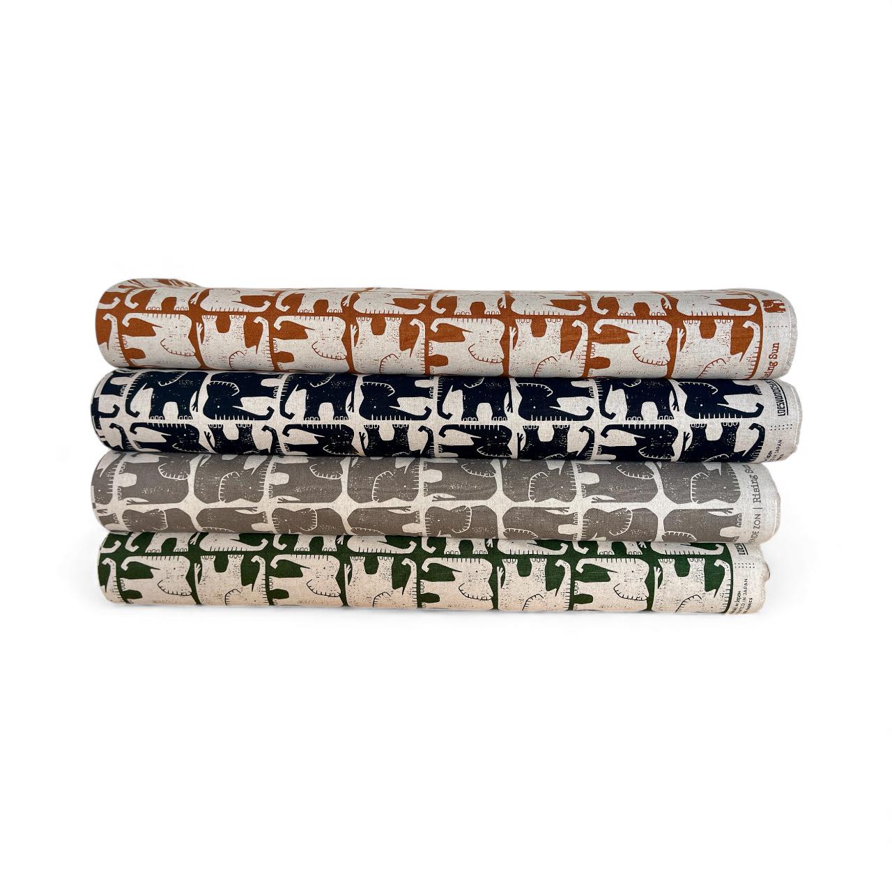 Rising Sun - Jolly Elephant - Umber Unbleached Canvas - Loes Van Oosten