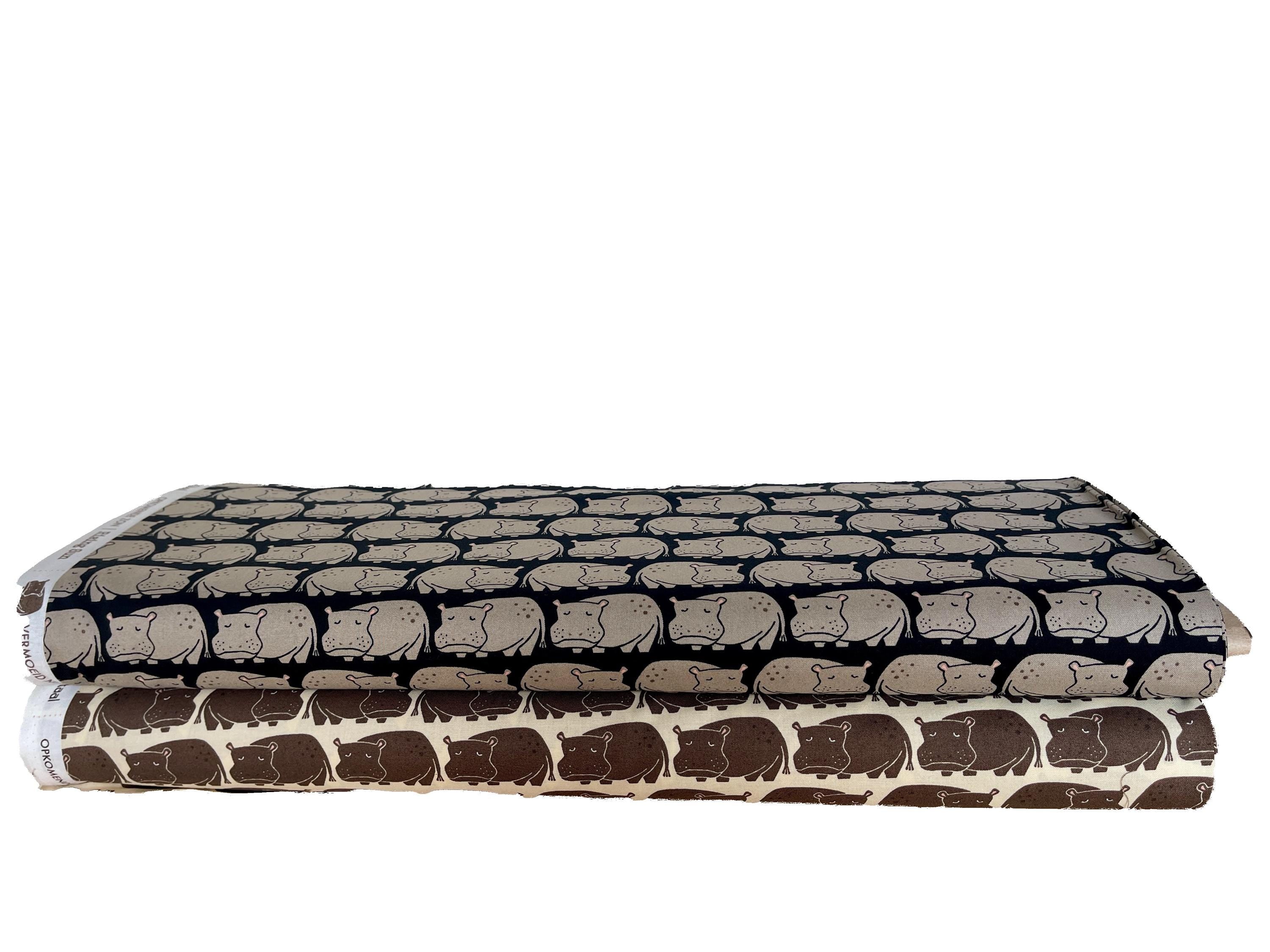 Rising Sun - Weary Hippo - Black Fabric - Loes Van Oosten - LV901-BK4