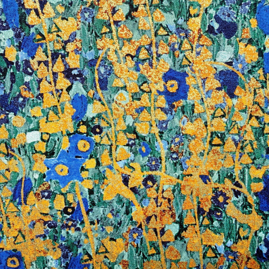 Gustav Klimt-Cobalt Gold Triangles-Robert Kaufman-Quilting Cotton Fabric-SRKDM-22727-72