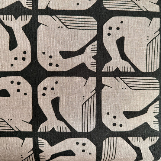By the Seaside II -Grumpy Whale-Black Unbleached Canvas-Loes Van Oosten-Cotton Steel
